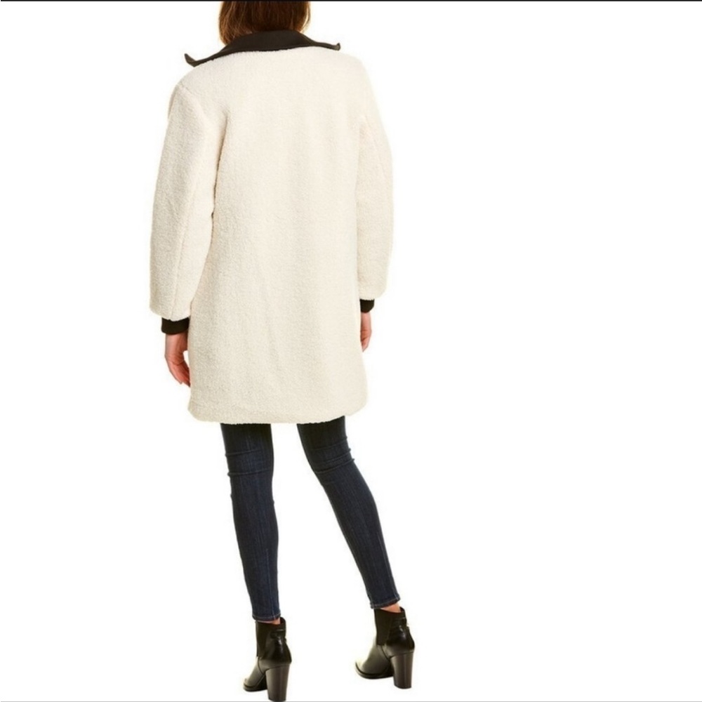 NVLT Anthropologie cream sherpa fleece longline jacket w/ faux leather accent - Picture 4 of 12
